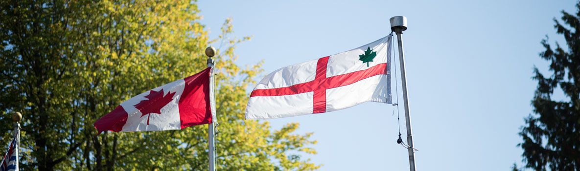 The Canadian and St. George's School flags.